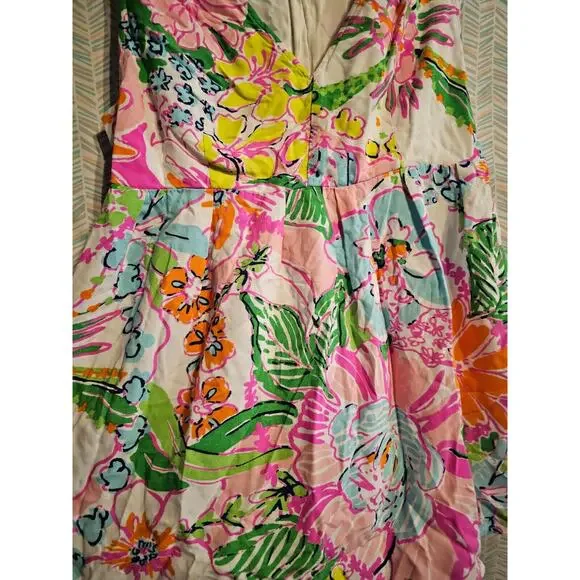 LILLY PULITZER Target Multicolor Tank Blouse NOSEY POSIE MED 100% RAYON - Picture 2 of 7